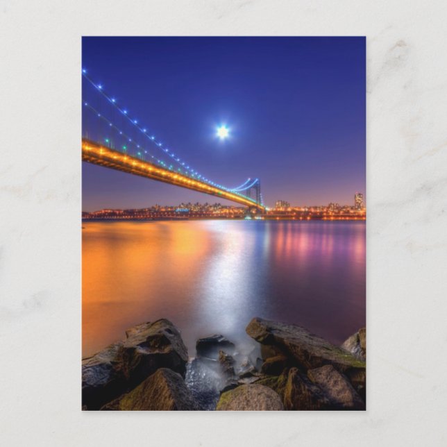 Twilight, George Washington BridgePalisades, NJ. Vykort (Framsida)
