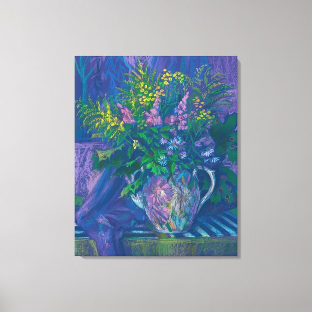 Twilight & Goldenrod Wildblommor Pastel Painting P Canvastryck (Framsida)