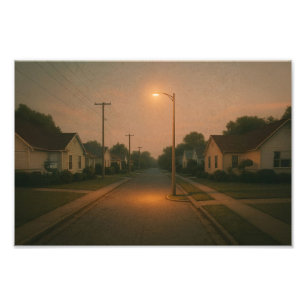 Twilight-grannskap med Streetlight - Dreamcore Fototryck