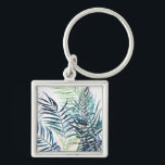 Twilight Handflatan - Tropical Löv Fyrkantig Silverfärgad Nyckelring<br><div class="desc">"Twilight Handflatan I" av Grace Popp. Den tropiska grönmannen i vattenfärgen stil.</div>