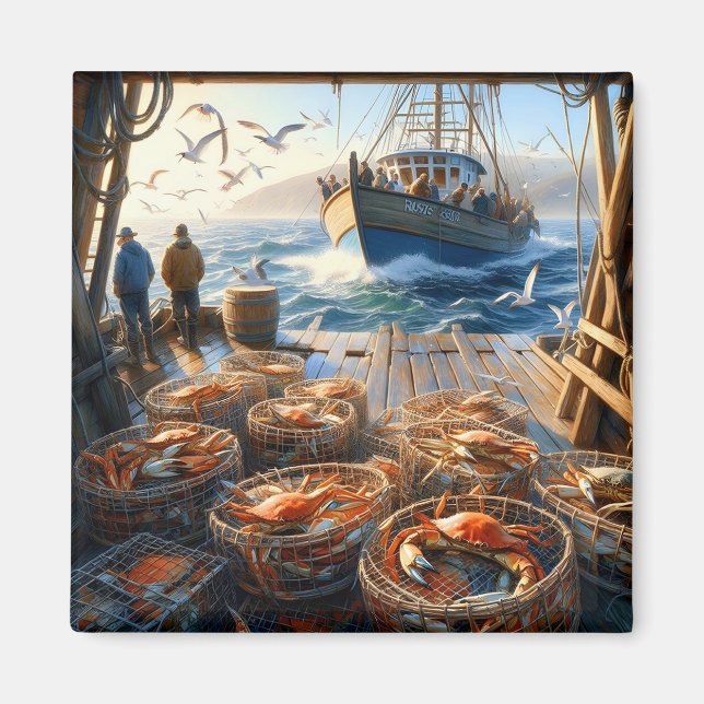 Twilight Harvest Fishermen Collating Crabs Magnet (Framsidan)
