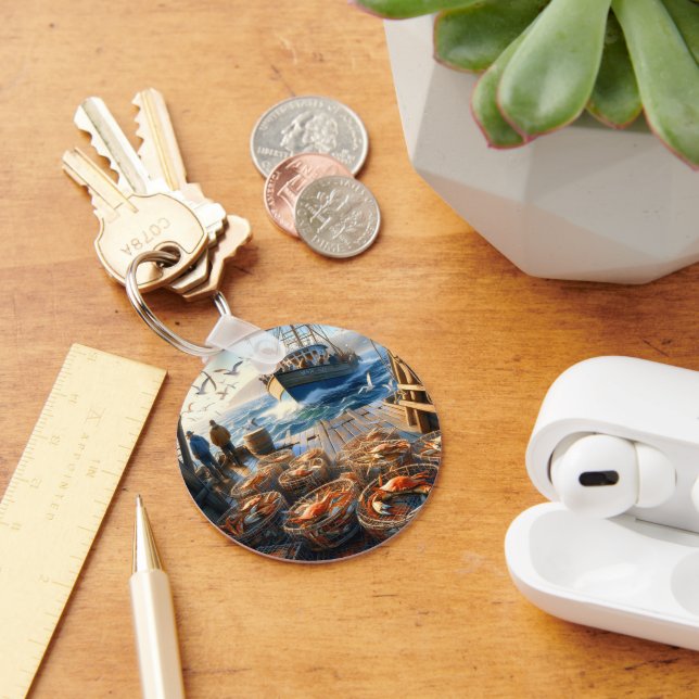 Twilight Harvest Fishermen Collating Crabs Nyckelring (Skrivbord)