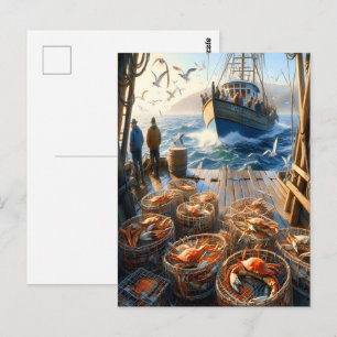 Twilight Harvest Fishermen Collating Crabs Vykort