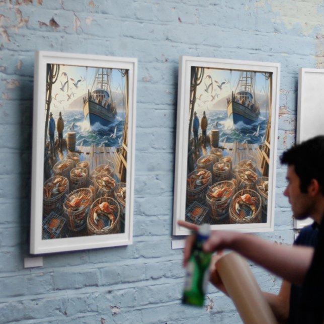 Twilight Harvest Fishermen Collected Crabs 12 x 16 Poster (Skapare uppladdad)