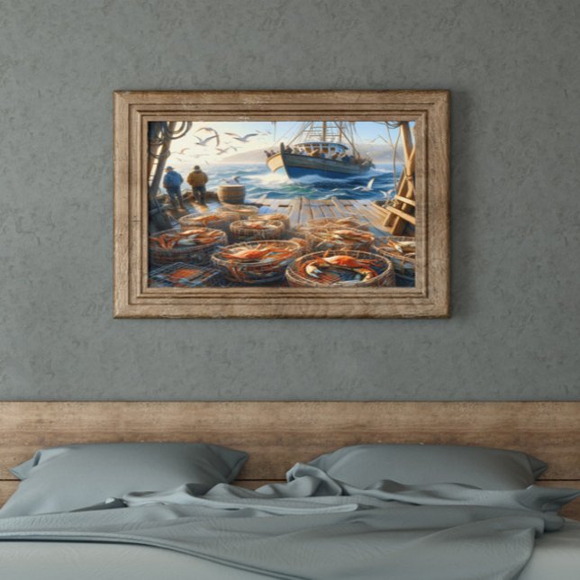 Twilight Harvest Fishermen Collected Crabs 24 x 18 Poster (Skapare uppladdad)