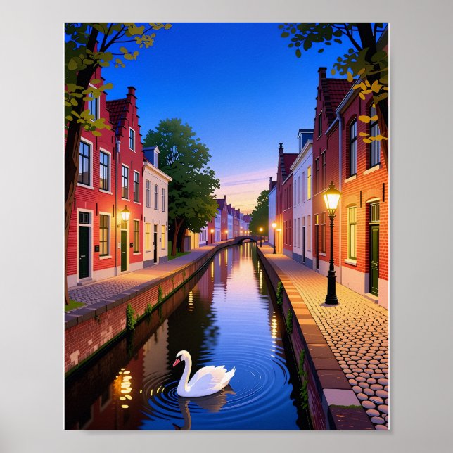Twilight in Bruges Canals Poster (Framsidan)