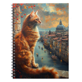 Twilight in Venice | Ginger Cat on a Canal Anteckningsbok