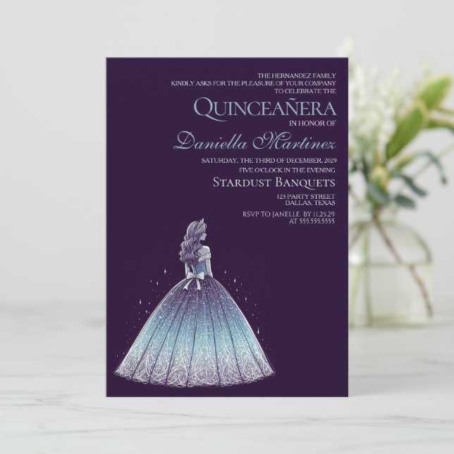 Twilight Lila Quinceañera Girl Inbjudningar (Stående Fram)