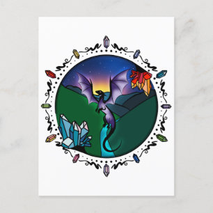 Twilight Magic Crystal Elegant Amethyst Dragon Vykort