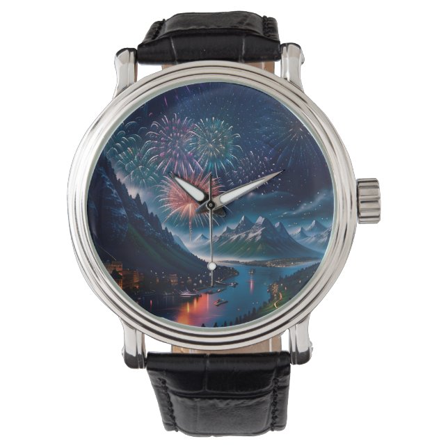 Twilight Mountain med Fireworks Armbandsur (Framsida)