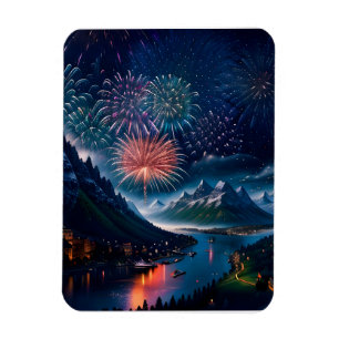 Twilight Mountain med Fireworks Magnet