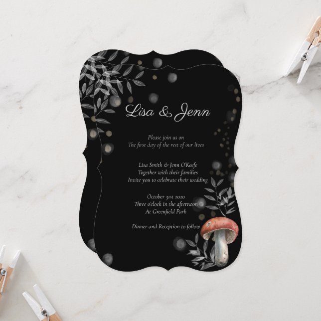 Twilight Mushroom Cottagecore-bröllopsinbjudan Inbjudningar (Fram/Back In Situ)