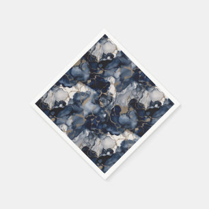 Twilight Navy Blue och Grått med Antique Guld Pappersservett
