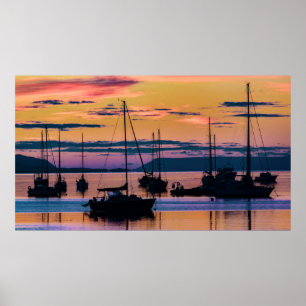 Twilight over Ushuaia Port Poster