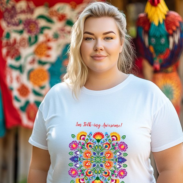 Twilight Petals: Wycinanki Charm T Shirt (Plus size polish folklore t shirt with custom text on top)