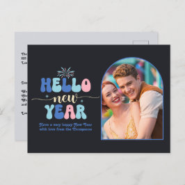Twilight Pop New Year Retro Modern Blue Photo Helg Vykort