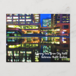 Twilight Reflection City Hall Anpassningsbar Text Vykort
