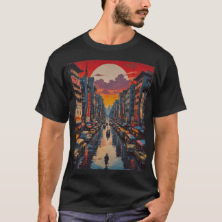 Twilight Reflection in Neon City T Shirt