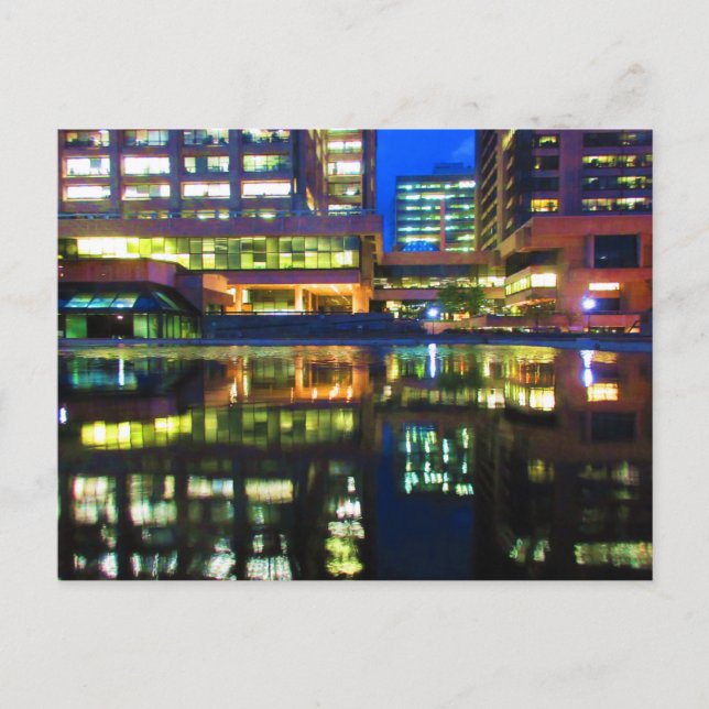 Twilight Reflections City Hall Hull Quebec Vykort (Framsida)