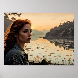 Twilight Reflections - Woman by Sjö Romantic Poster