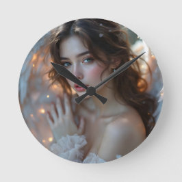 Twilight Seraph - Glowing Angel of Evening Light Rund Klocka