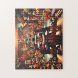 Twilight Tiki Bar Intimate Jungle Scene Pussel