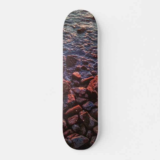 Twilight Treasures: Rocky Beachscape Mini Skateboard Bräda 18,5 Cm (Framsida)