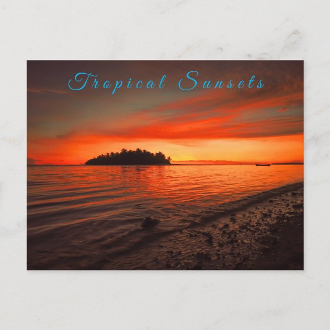 Twilight Tropical Beach Sea Sunset Vykort (Framsida)