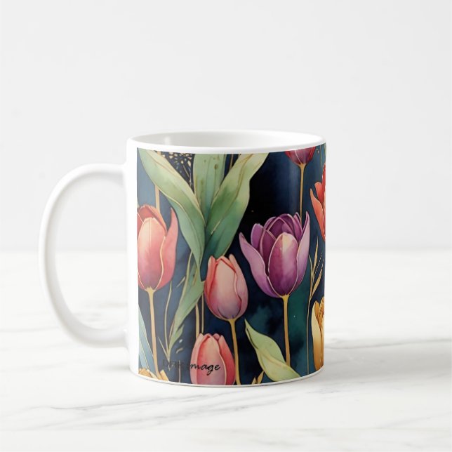 "Twilight Tulips" Botanical Mugg av DAKimage (Vänster)