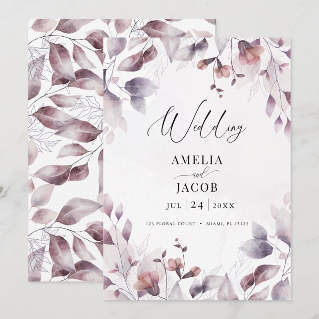 Twilight Vattencalor modern Greenery-inbjudan Inbjudningar (Fram/baksida)