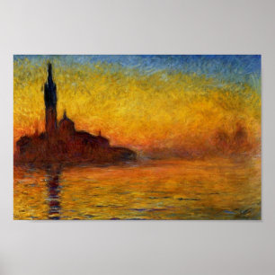 Twilight, Venedig av Claude Monet Poster