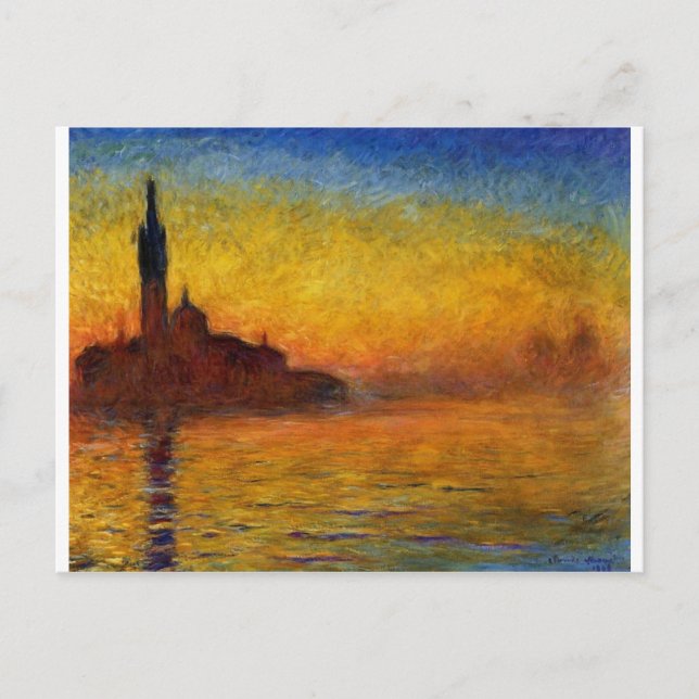 Twilight, Venedig av Claude Monet Vykort (Framsida)