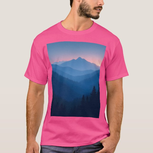 Twilight Whisper Mystical Mountain liggande diagra T Shirt (Framsida)
