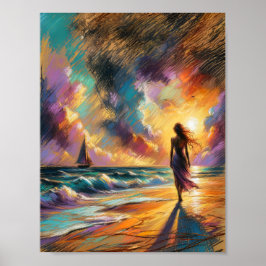 Twilight Whispers: Elegance on Ebbing Shore Poster