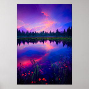 Twilight's Embrace, kvällar vid den vackra Sjö Poster