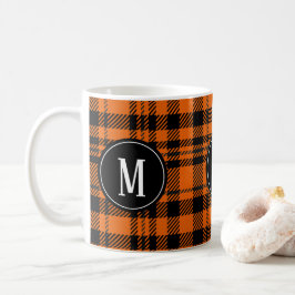 Twill Orange Black Monogram Play Mönster Kaffemugg