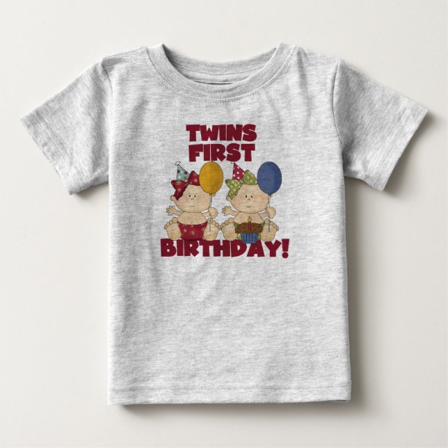 Twillingar 1:a födelsedagen - Flickor, skjortor oc T-shirt (Framsida)