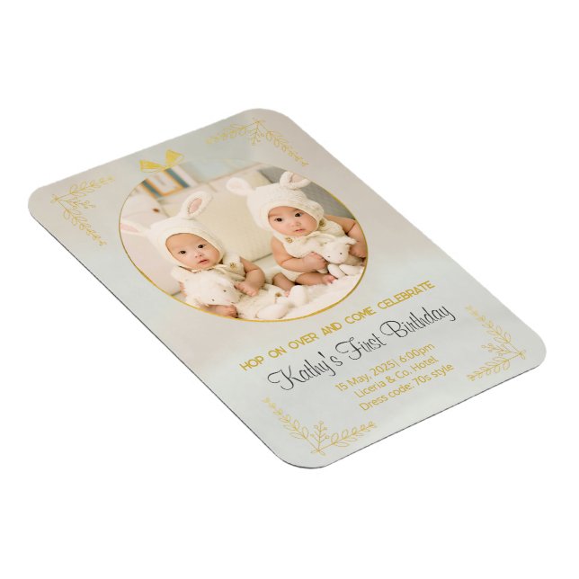 twillingar 1:a födelsedagsinbjudan magnet (Högersidan)