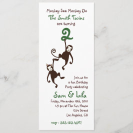 Twillingar 2nd födelsedag, apor inbjudningar