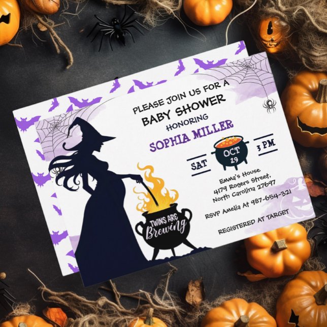 Twillingar är Brewer Witch Halloween Cauldron Inbjudningar (Skapare uppladdad)