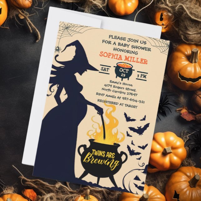 Twillingar är Brewer Witch Halloween Cauldron Inbjudningar (Skapare uppladdad)
