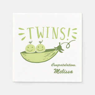 Twillingar Ärter i en Pod Baby Shower Napkin Pappersservett