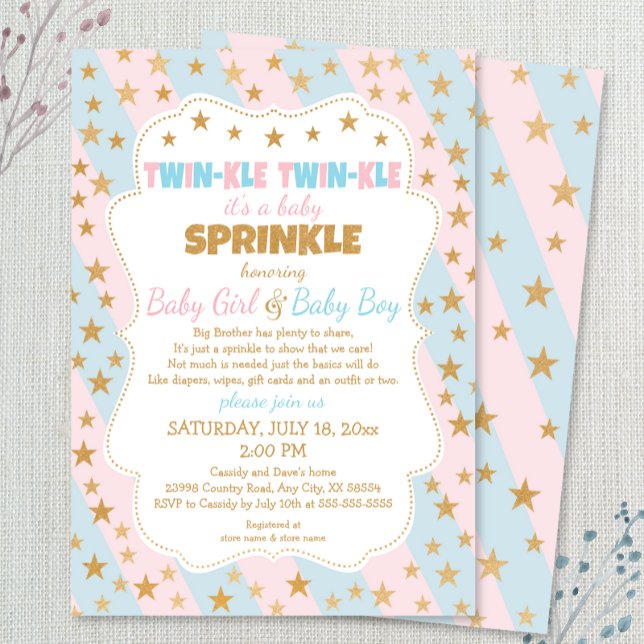 Twillingar av Twinkle Twillingar Baby Sprinkle, bo Inbjudningar (Skapare uppladdad)