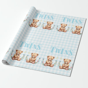 Twillingar av typen Blue Nalle Typography Baby Sho Presentpapper
