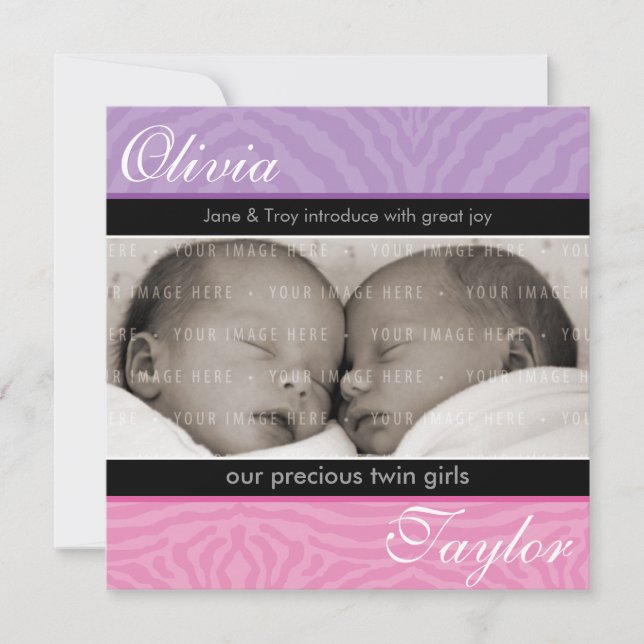 TWILLINGAR BABY ANNOUNCEMENT: harmoni Meddelande (Framsida)