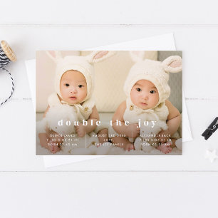 Twillingar Baby Birth Notification Classic Design Inbjudningar
