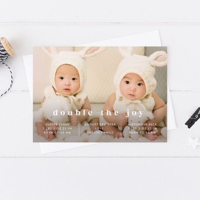 Twillingar Baby Birth Notification Classic Design Inbjudningar (Skapare uppladdad)