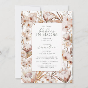 Twillingar Baby i Bloom WildblomBoho Baby Shower Inbjudningar