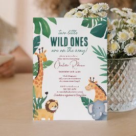 Twillingar Baby Safari Baby dusch Inbjudningar