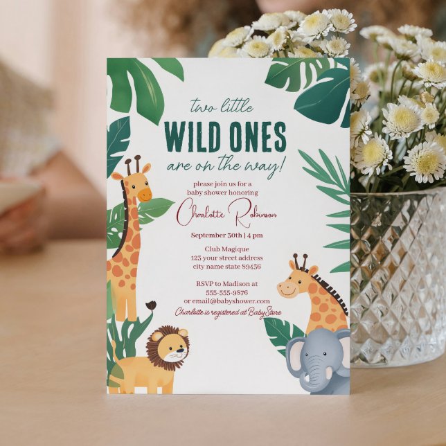 Twillingar Baby Safari Baby dusch Inbjudningar (Skapare uppladdad)